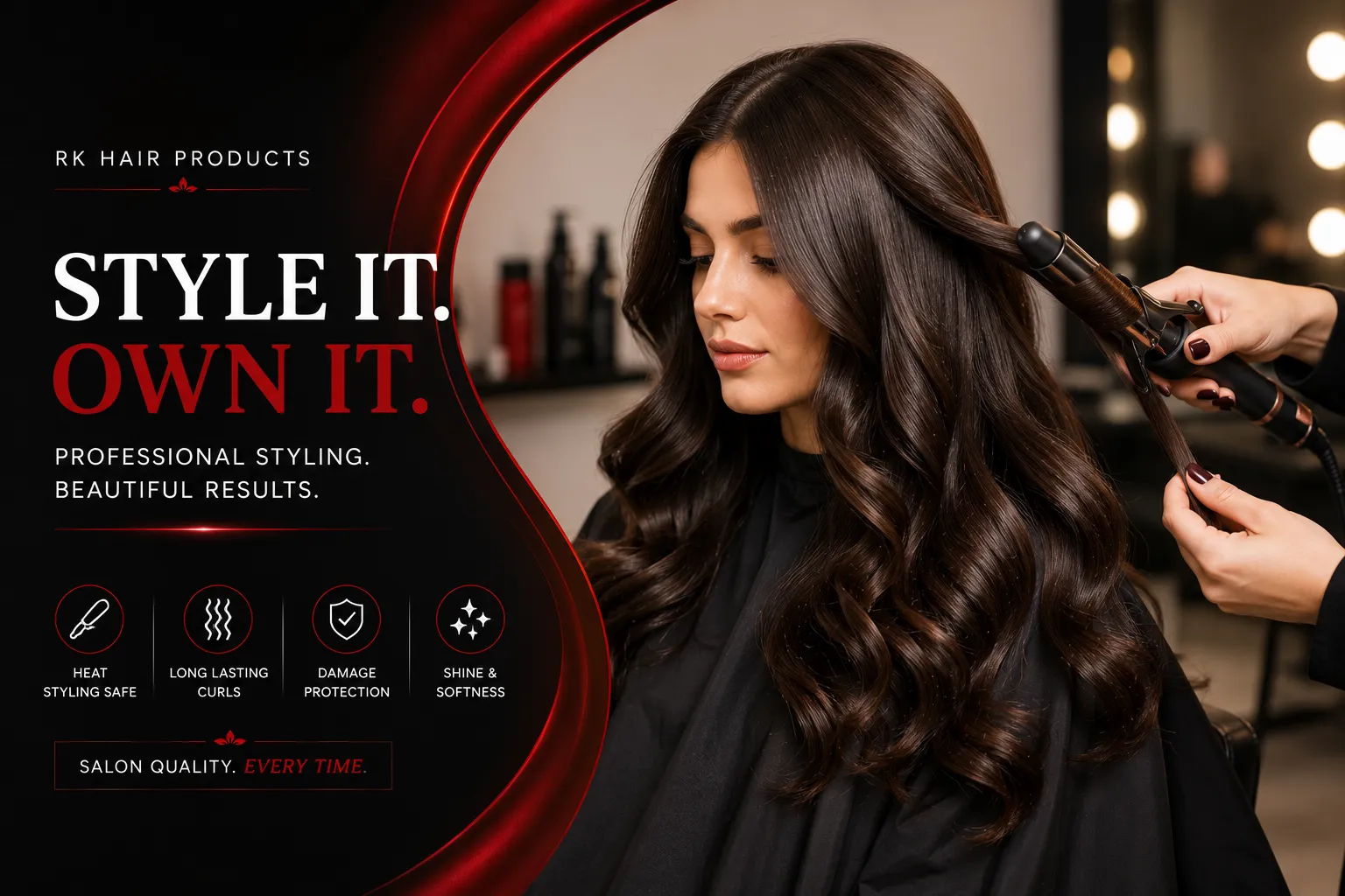Professional styling with curling iron