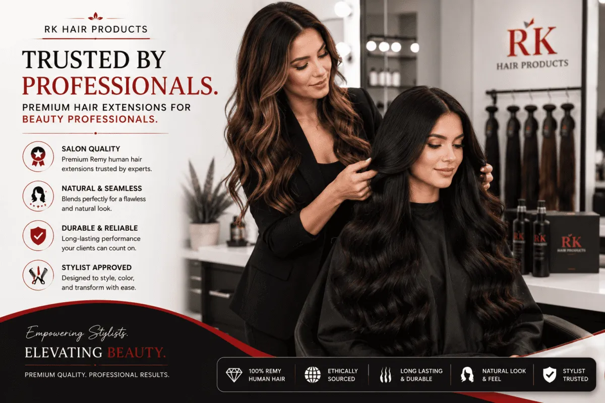 Professional stylist with Remy hair extensions